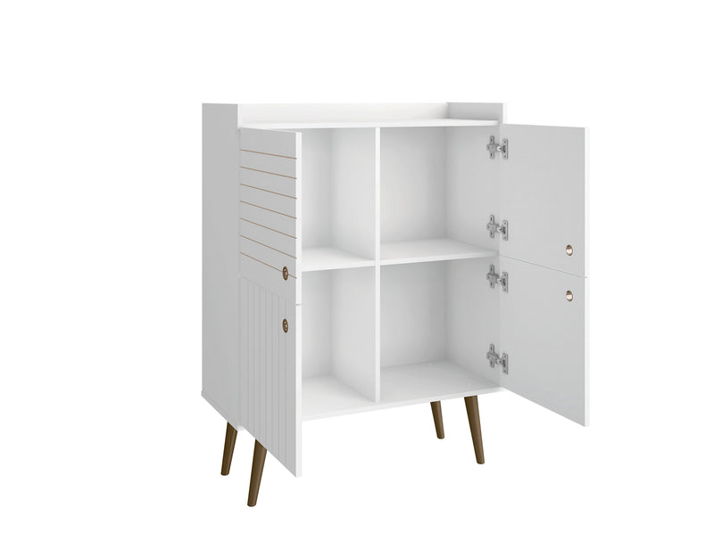 Armoire décorative Bogart de Manhattan Comfort de style moderne du milieu du 20e siècle - blanche et naturelle