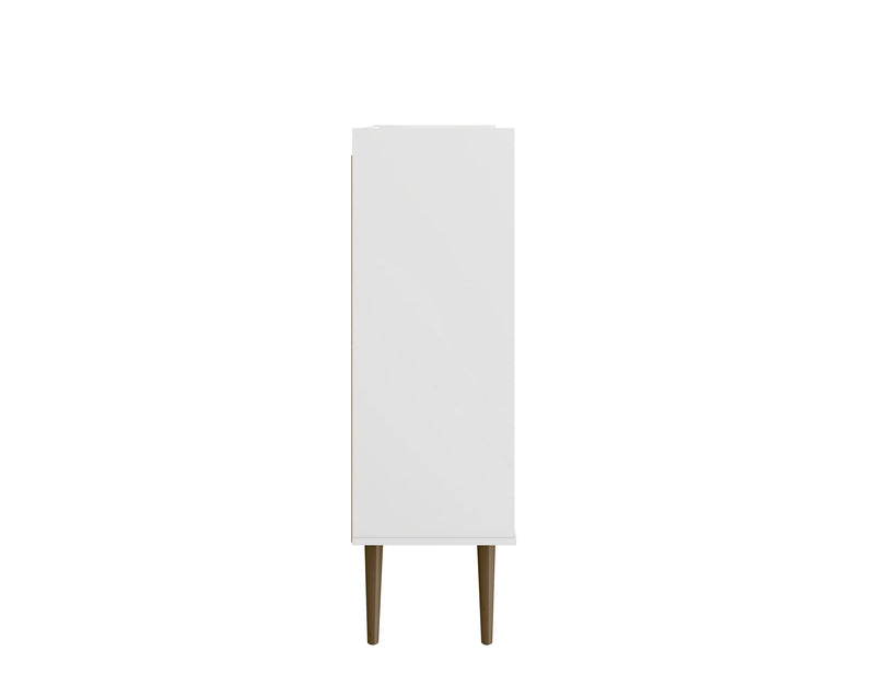 Armoire décorative Bogart de Manhattan Comfort de style moderne du milieu du 20e siècle - blanche et naturelle