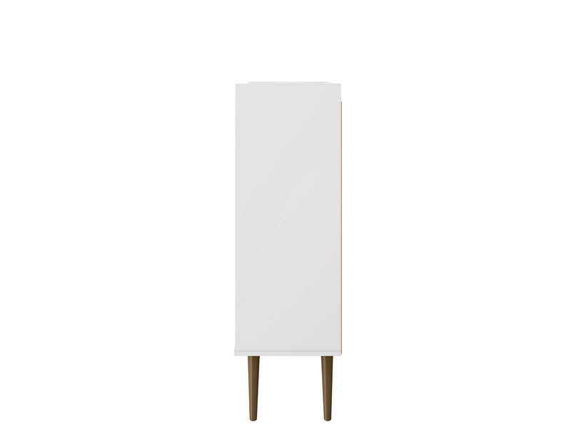 Armoire décorative Bogart de Manhattan Comfort de style moderne du milieu du 20e siècle - blanche et naturelle