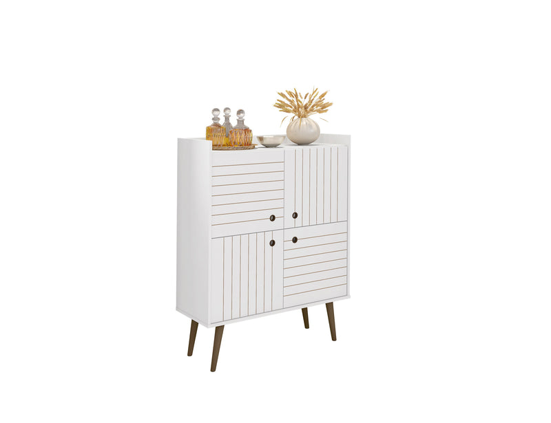Armoire décorative Bogart de Manhattan Comfort de style moderne du milieu du 20e siècle - blanche et naturelle
