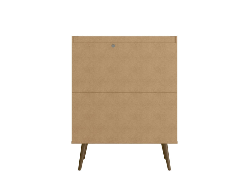 Armoire décorative Bogart de Manhattan Comfort de style moderne du milieu du 20e siècle - blanche et naturelle