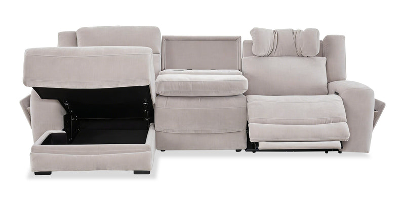 Sofa sectionnel de gauche à inclinaison électrique Legacy de Shaquille O’Neal Home 3 pièces avec confort Shaq-o-pedic - gris 