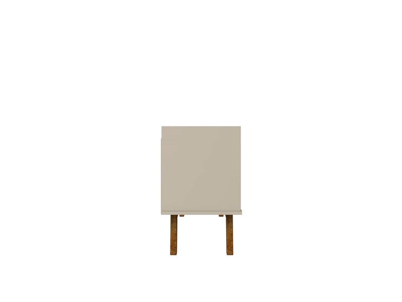 Meuble pour téléviseur Marcus de Manhattan Comfort de 53,14 po de style moderne du milieu du 20e siècle avec pattes en bois massif - greige et naturel