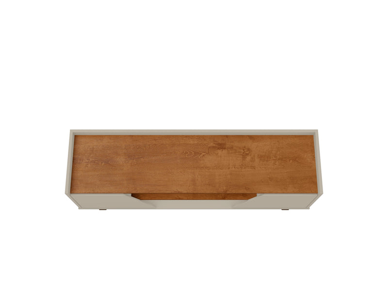 Meuble pour téléviseur Marcus de Manhattan Comfort de 53,14 po de style moderne du milieu du 20e siècle avec pattes en bois massif - greige et naturel