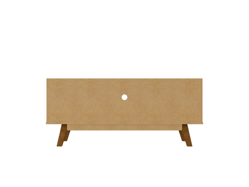 Meuble pour téléviseur Marcus de Manhattan Comfort de 53,14 po de style moderne du milieu du 20e siècle avec pattes en bois massif - noir mat
