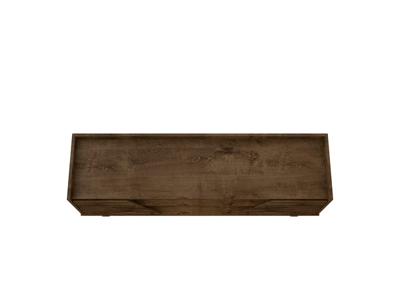 Meuble pour téléviseur Marcus de Manhattan Comfort de 53,14 po de style moderne du milieu du 20e siècle avec pattes en bois massif - brun rustique