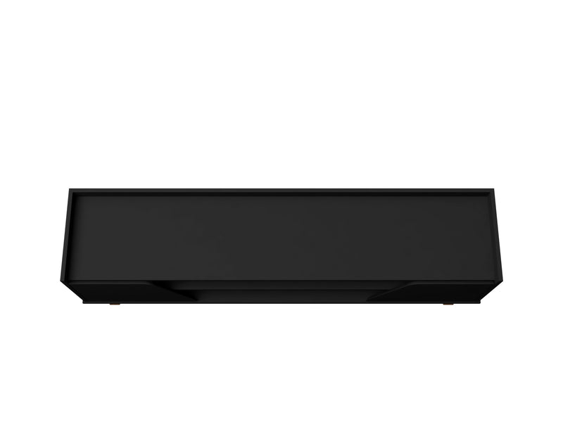 Meuble pour téléviseur Marcus de Manhattan Comfort de 62,99 po de style moderne du milieu du 20e siècle avec pattes en bois massif - noir mat