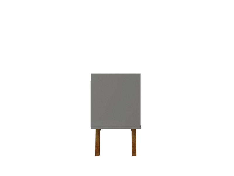 Meuble pour téléviseur Marcus de Manhattan Comfort de 70,86 po de style moderne du milieu du 20e siècle avec pattes en bois massif - gris et naturel