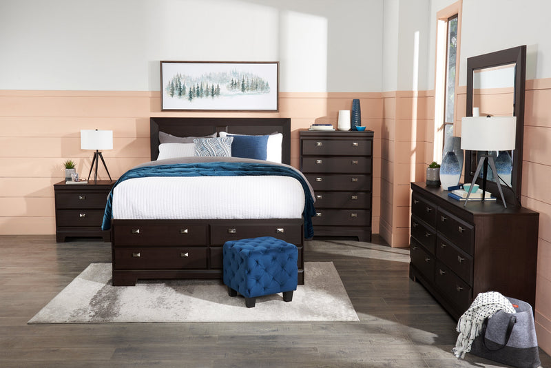 Commode verticale Yorkdale de 31,1 po (L) x 47,4 po (H) à 5 tiroirs pour la chambre à coucher, fabriquée au Canada - brune