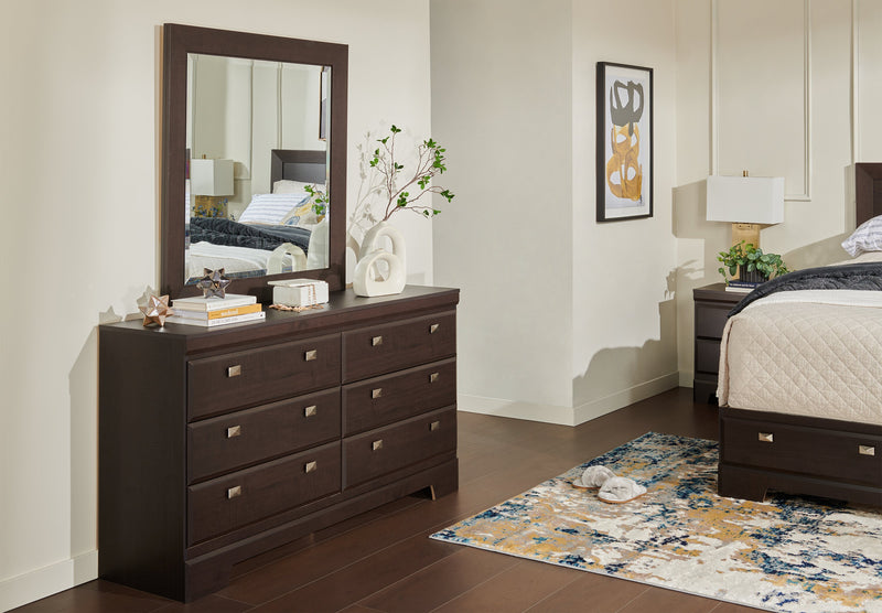 Miroir de commode de chambre à coucher Yorkdale, fabriqué au Canada - brun