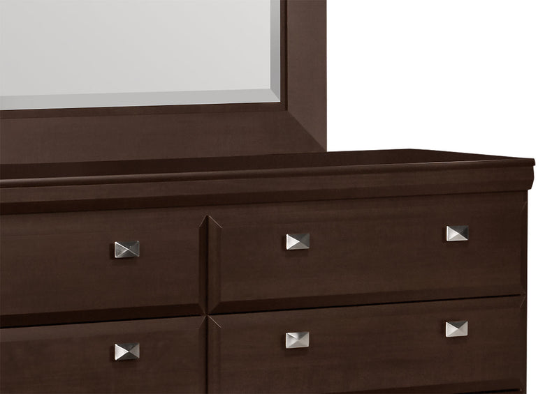 Ensemble de chambre à coucher Yorkdale 5 pièces avec lit de rangement à 12 tiroirs, commode et miroir, brun - format lit double