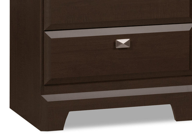 Ensemble de chambre à coucher Yorkdale 6 pièces avec lit de rangement à 12 tiroirs, commode, miroir et table de nuit, brun - format lit double