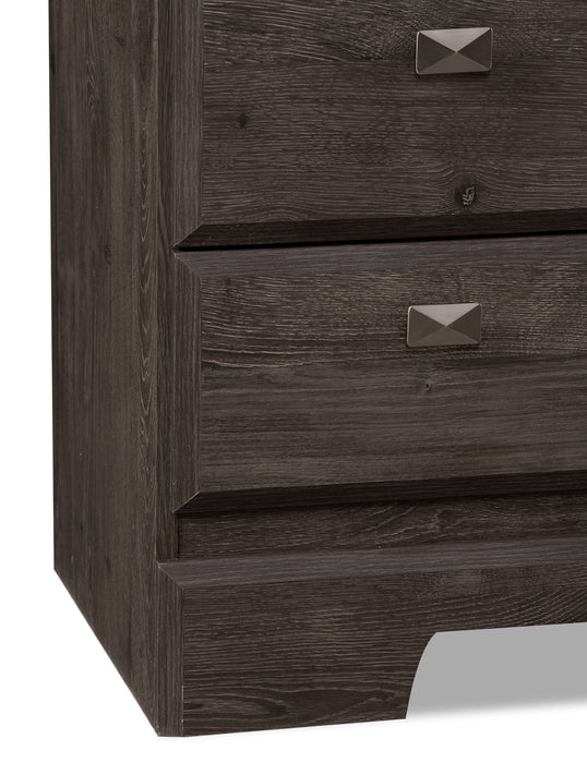 Ensemble de chambre à coucher Yorkdale 5 pièces avec lit à panneau, commode et miroir, gris - format grand lit