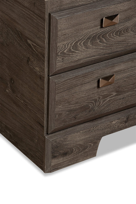 Ensemble de chambre à coucher Yorkdale 5 pièces avec lit de rangement à 12 tiroirs, commode et miroir, gris - format grand lit