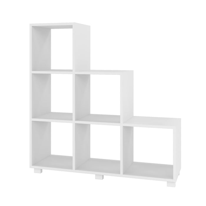 Bibliothèque raffinée à compartiments en escalier Cascavel de Manhattan Comfort avec 6 tablettes compartiments - blanche