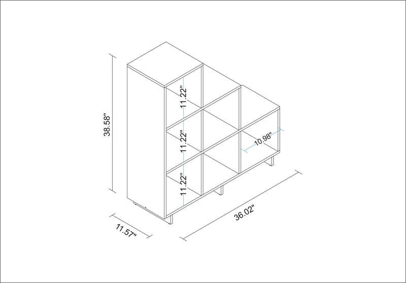 Bibliothèque raffinée à compartiments en escalier Cascavel de Manhattan Comfort avec 6 tablettes compartiments - blanche