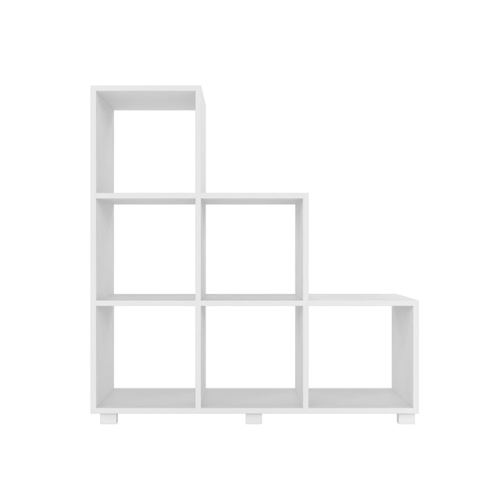 Bibliothèque raffinée à compartiments en escalier Cascavel de Manhattan Comfort avec 6 tablettes compartiments - blanche