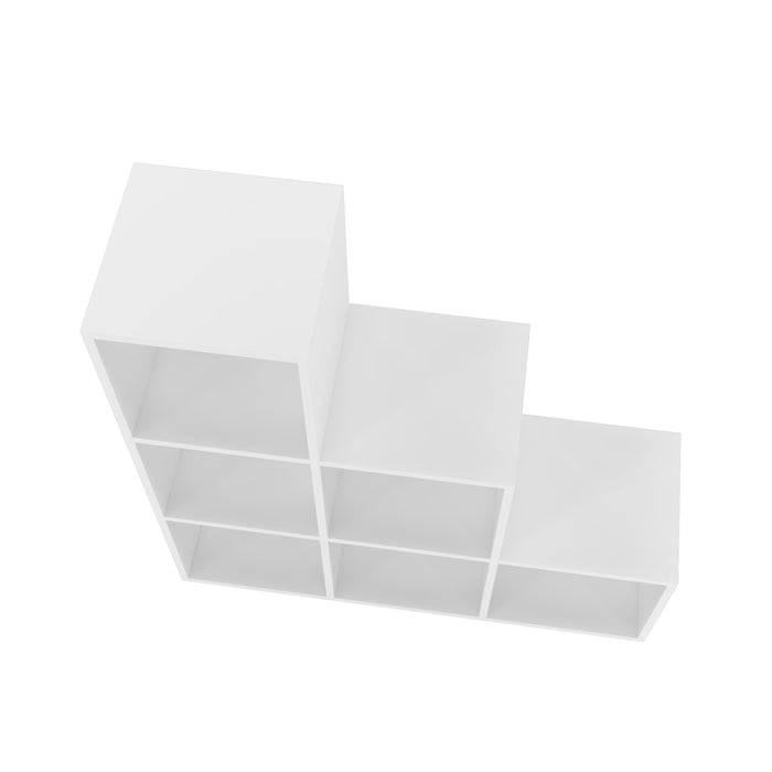 Bibliothèque raffinée à compartiments en escalier Cascavel de Manhattan Comfort avec 6 tablettes compartiments - blanche