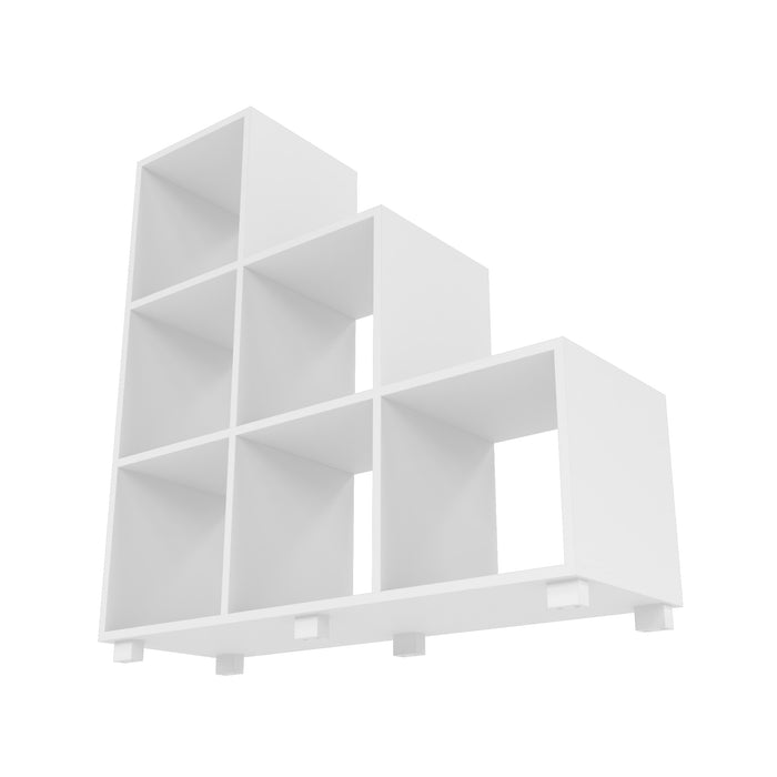 Bibliothèque raffinée à compartiments en escalier Cascavel de Manhattan Comfort avec 6 tablettes compartiments - blanche