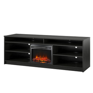 Meuble pour téléviseur Hendrix d’Ameriwood Home de 75 po avec foyer électrique et tablettes - chêne noir