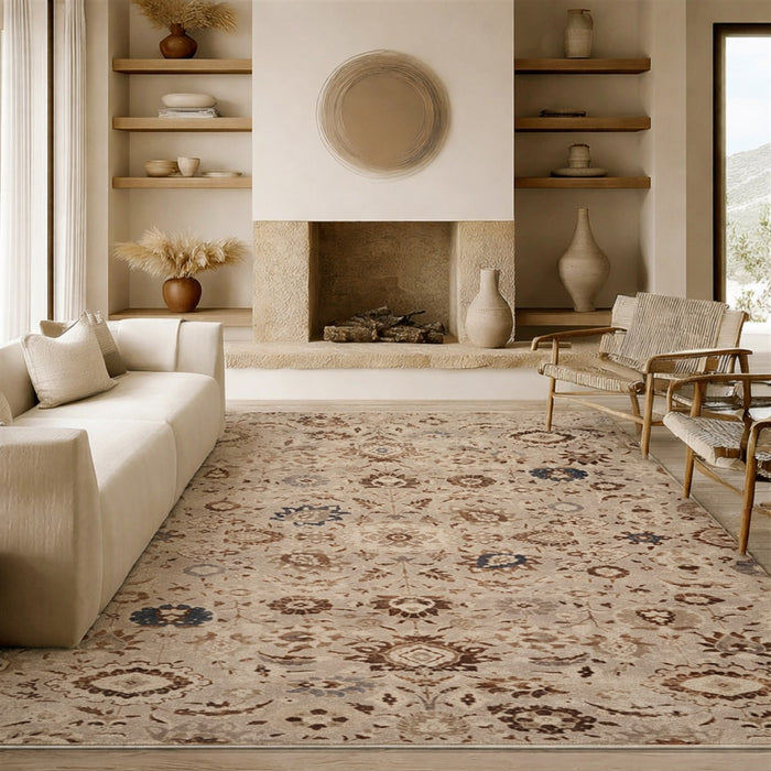 Tapis Lavable/Traditionnel Lunelle 6'7\" x 9'0\" en Gris