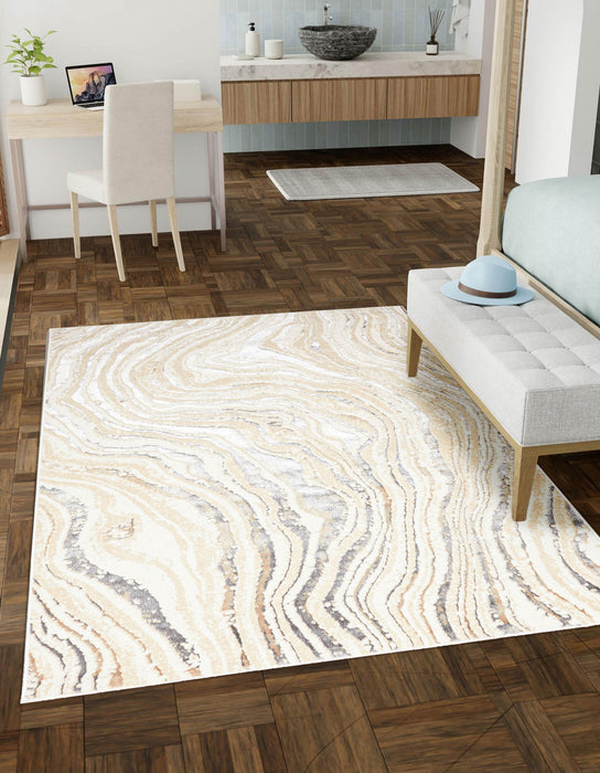Tapis Contemporain/Moderne Clara 5'0\" x 8'0\" en Ivoire