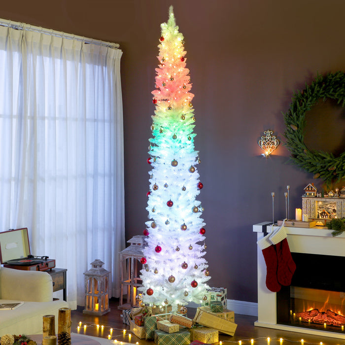 HOMCOM Sapin de Noel de 9pi avec LEDs synchronisees, sapin de Noel, Blanc