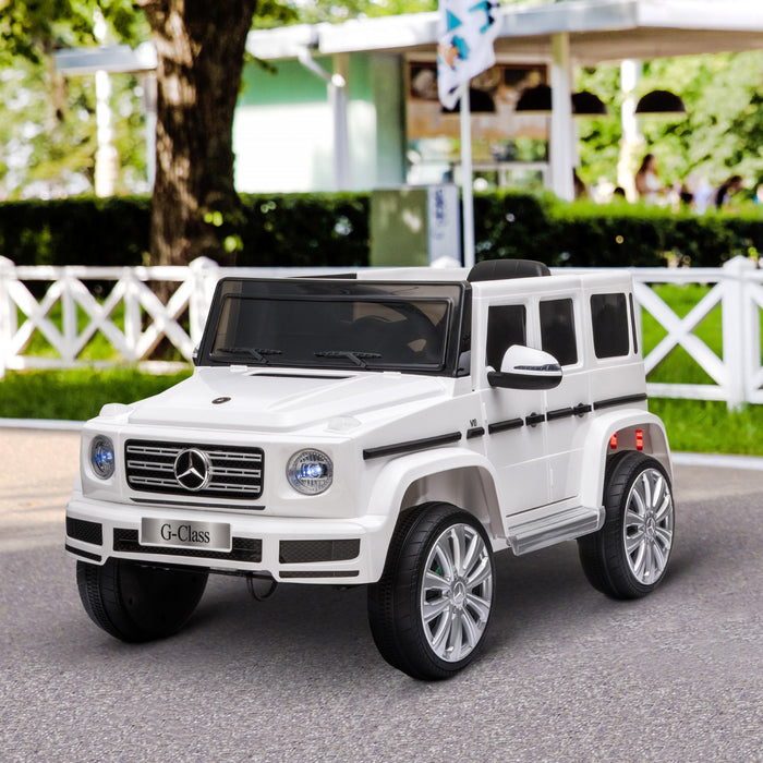 Aosom Voiture Electrique 12v Mercedes-benz G500, Pour Enfants, Blanch