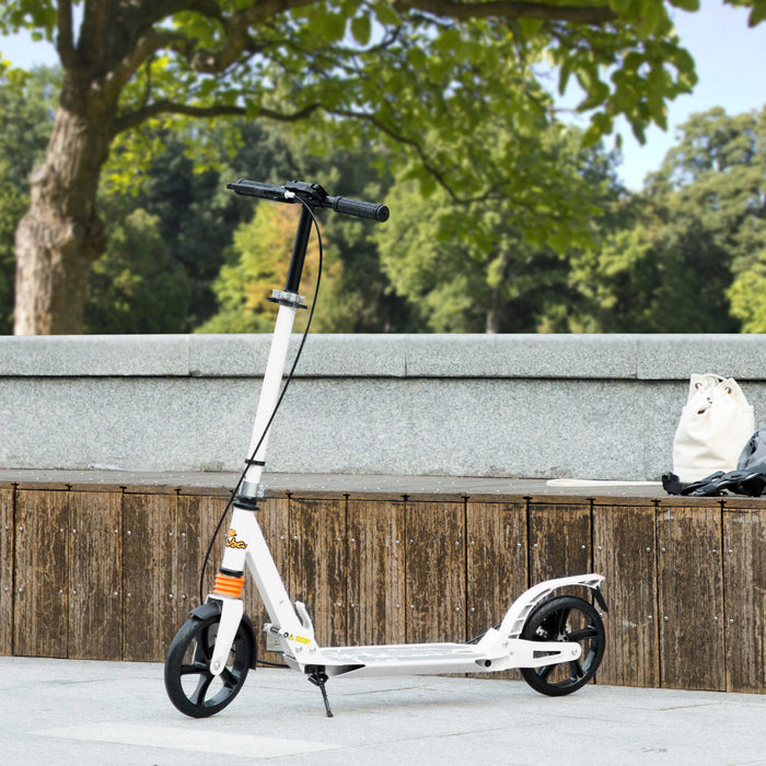 Qaba Trottinette Pliable Pour Enfants Avec 4 Hauteurs Reglables, Blanc