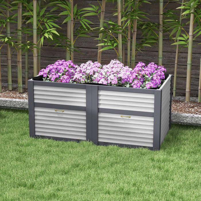 Outsunny Lit De Jardin Sureleve En Bois Avec Portes De Rangement