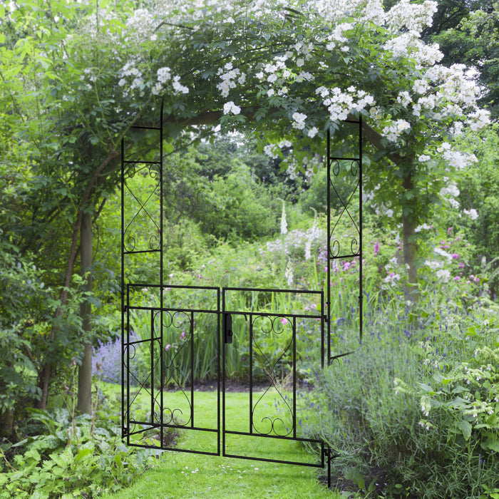 Outsunny Arche De Jardin En Metal De 7,6 Pi Avec Double Portail, Noir