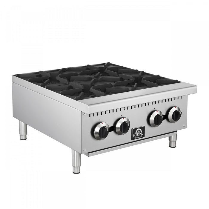 Plaque de cuisson a gaz Commerciale de 24 po avec 4 bruleurs, 104 000 BTU, acier inoxydable – FCMHP0079-24