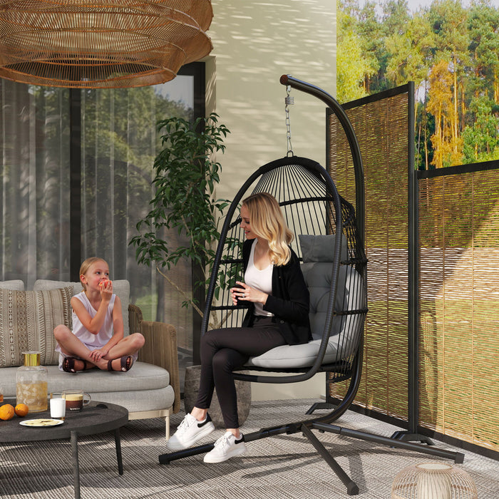 Outsunny Chaise Suspendue avec Support, Chaise Hamac, Gris Fonce