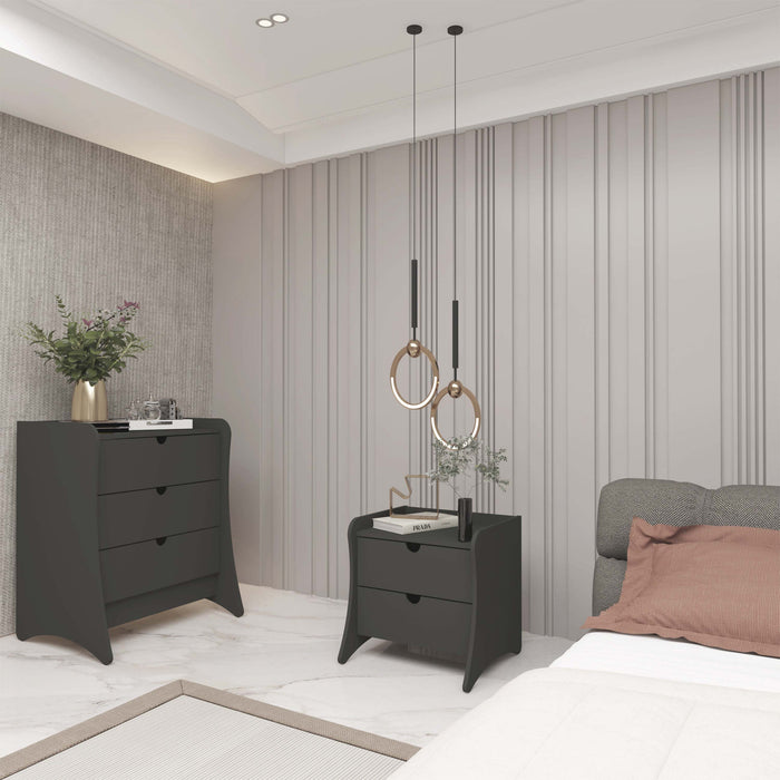 Ensemble de commode 2 pieces Coney style milieu du siecle en gris charbon