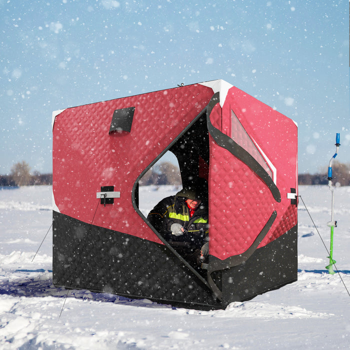 Outsunny Tente De Peche Sur Glace Avec Grandes Portes Pour 3 A 4 Personnes