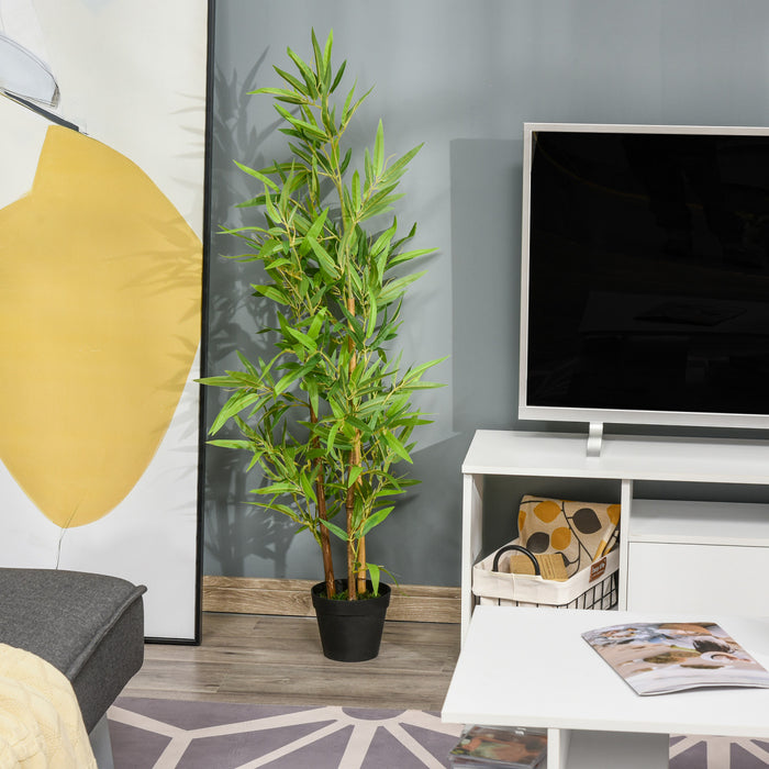 Outsunny Bambou Artificiel, Plante Decorative 4pi en Pot