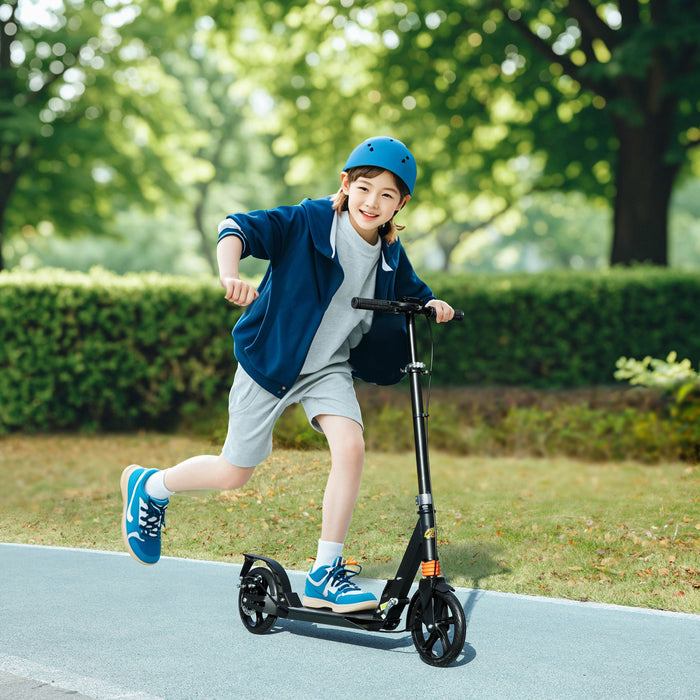 Qaba Trottinette Pliable Pour Enfants Avec 4 Hauteurs Reglables, Noir
