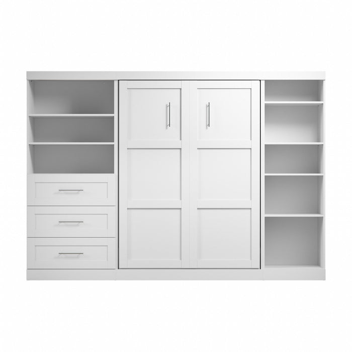 Lit double escamotable mural Pur de Bestar de 120 po avec tablettes et tiroirs