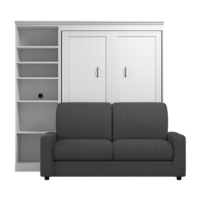 Lit double escamotable Versatile de Bestar avec sofa et organisateur de garde-robe (91 po [L]) - blanc