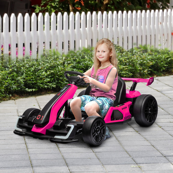Aosom Kart Electrique 24 V 7,5 Mph Avec Siege Reglable, Rose