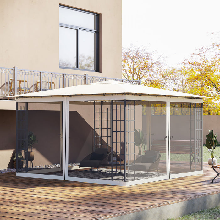 Outsunny Moustiquaire De Remplacement Pour Gazebo 12' X 12' Rideaux Zippe Pour Fete Activites Exterieur