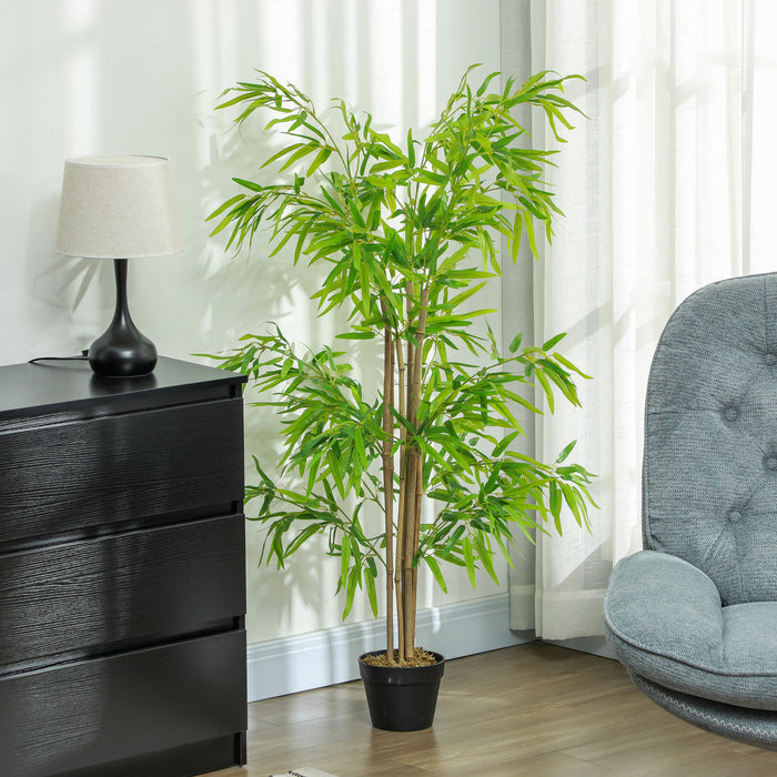 Outsunny Bambou artificiel, fausse plante decorative de 5pi dans un pot