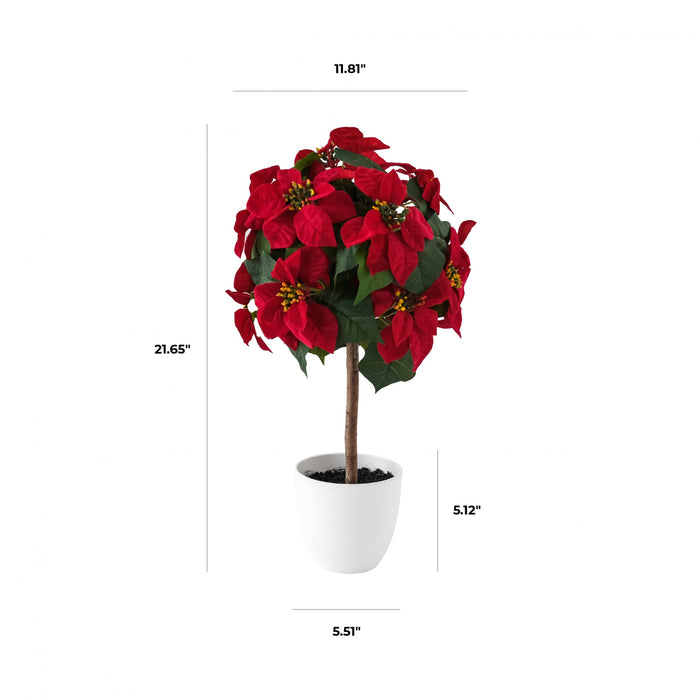 Arbre poinsettia de table rouge de 22 po