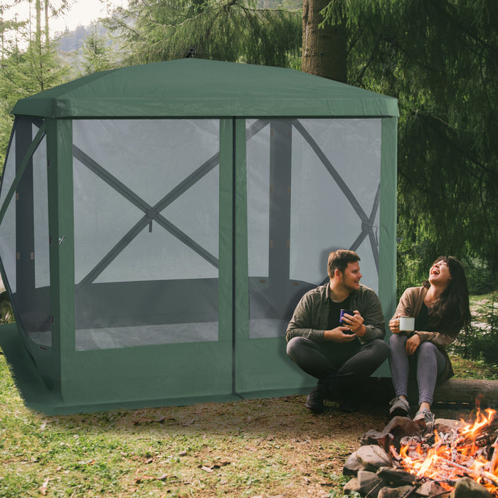 Outsunny Gazebo Maison De L'ecran Camping Tente D'installation Instantanee Pour 3 A 4 Personnes Materiau 210d Avec Sac De Transport Et Piquets De Sol, Vert