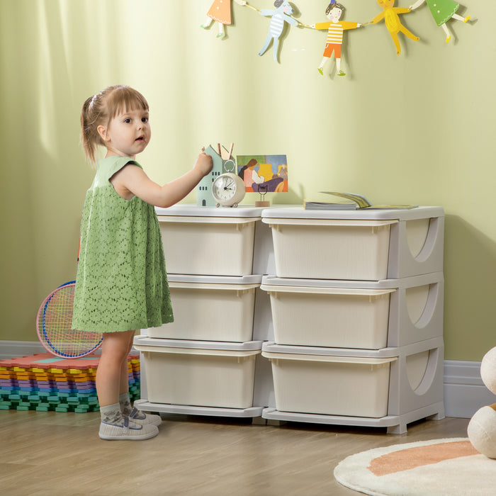 Qaba Unite De Rangement Pour Enfants A 3 Niveaux, 29,5\", Blanc Creme