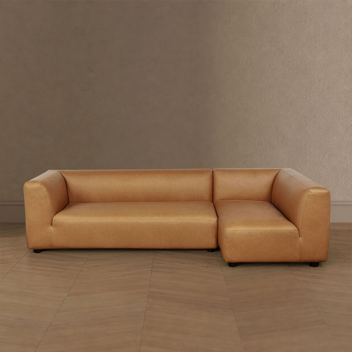 Canape sectionnel moderne contemporain Lukas 2 pieces, 118\", oriente a droite, couleur camel