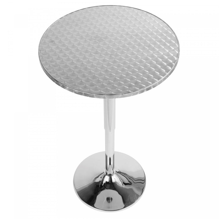 Table Bistro ronde réglable et contemporaine pour bar ou salle à manger - argentée