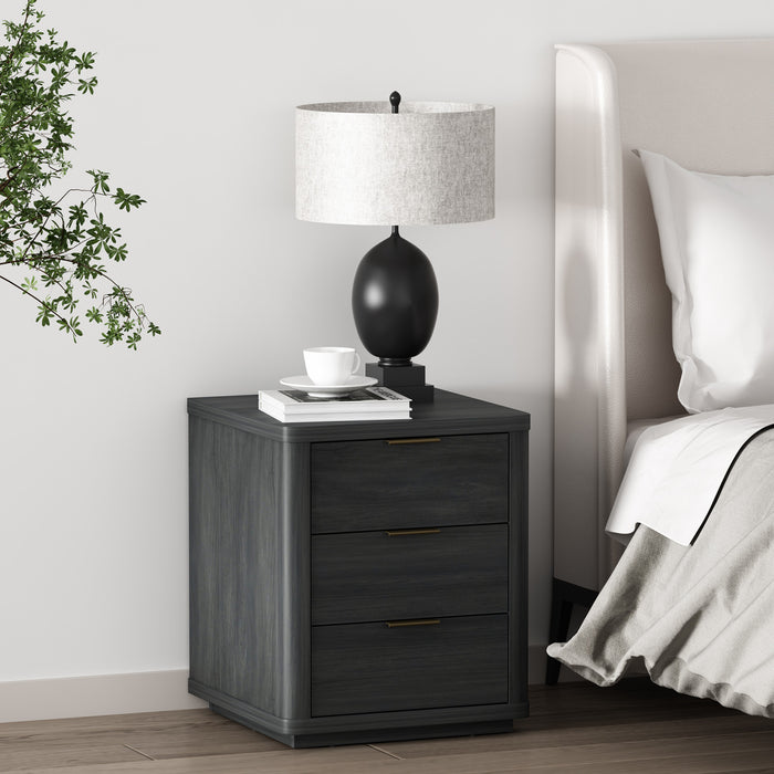 Table de nuit moderne Evelyn 20\" en gris charbon (3 tiroirs)