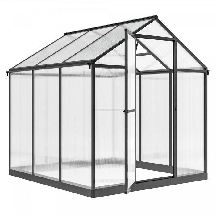 Outsunny Serre En Polycarbonate De 8' X 6' X 6.4' Avec Gouttieres