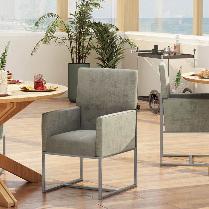 Chaise de salle a manger moderne Element en velours et metal acier - Lot de 2